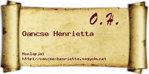 Oancse Henrietta névjegykártya